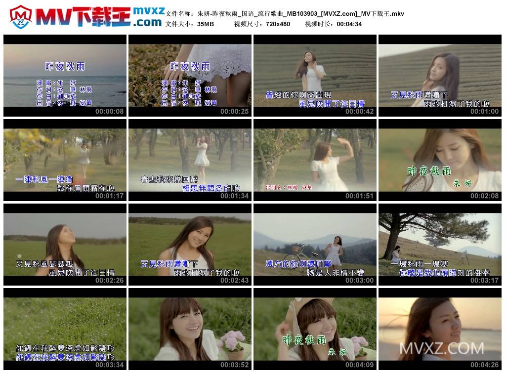朱妍-昨夜秋雨_国语_流行歌曲_MB103903